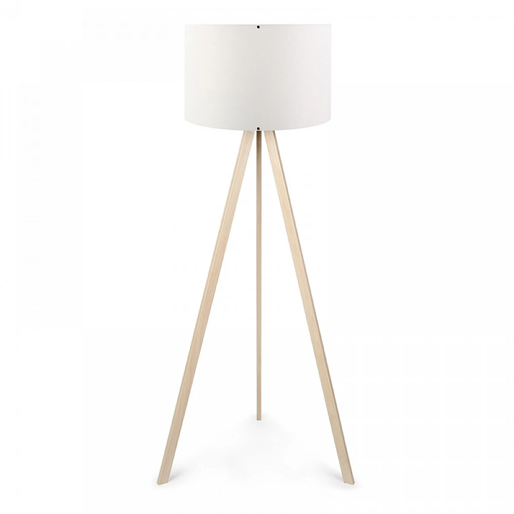 Φωτιστικό δαπέδου Rosling Megapap Mdf/ύφασμα Pvc χρώμα φυσικό/λευκό 38x21x140εκ.