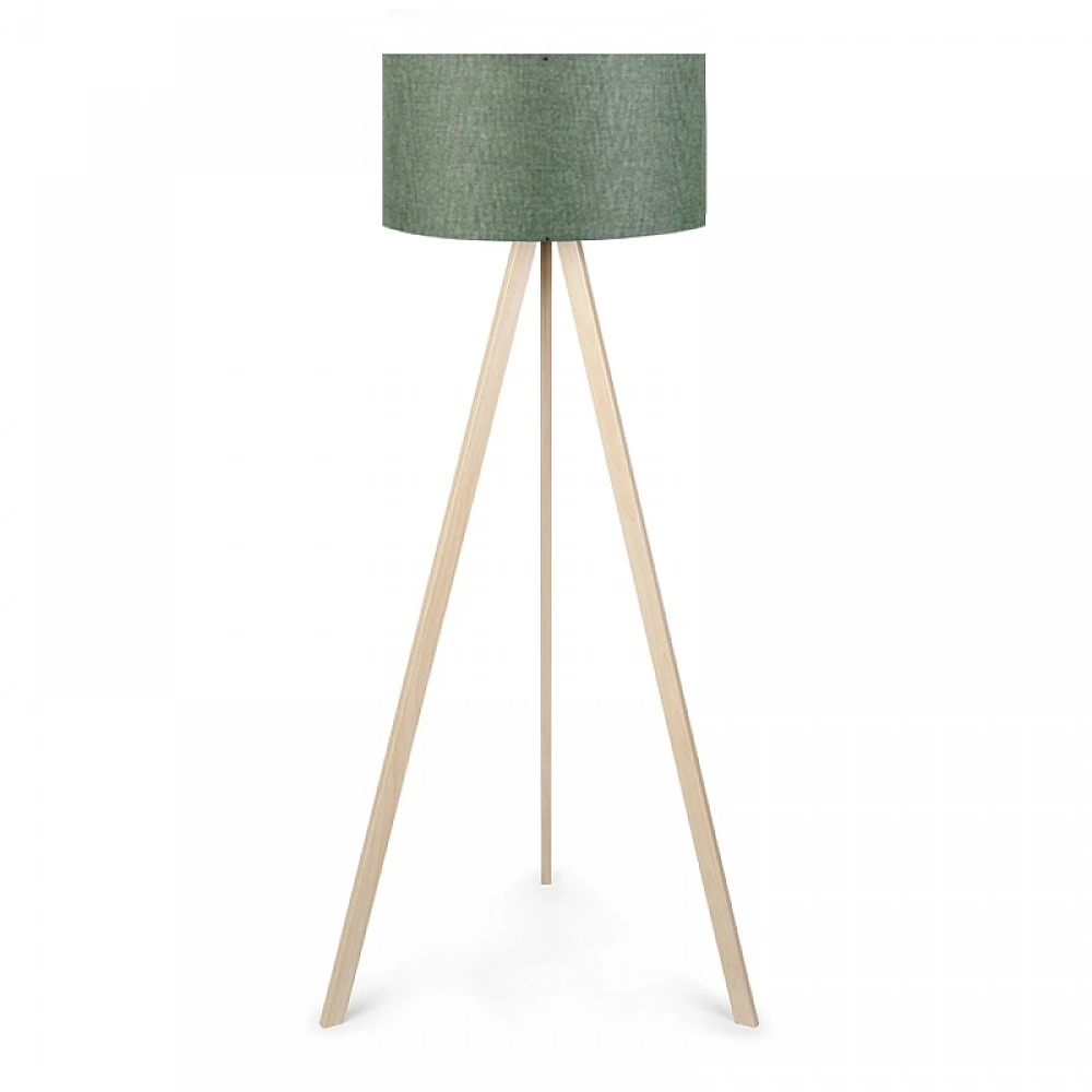 Φωτιστικό δαπέδου Rosling Megapap Mdf/ύφασμα Pvc χρώμα φυσικό/χακί 38x38x140εκ.