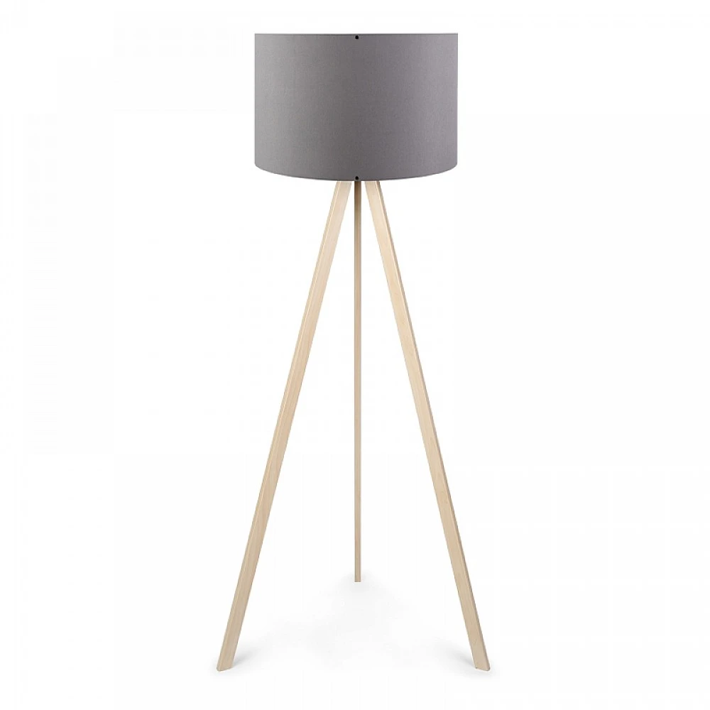 Φωτιστικό δαπέδου Rosling Megapap Mdf/ύφασμα Pvc χρώμα φυσικό/ανθρακί 38x21x140εκ.