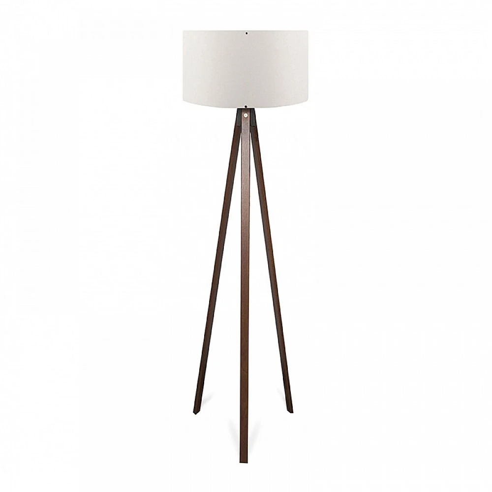 Φωτιστικό δαπέδου Rosling Megapap Mdf/ύφασμα Pvc χρώμα καρυδί - λευκό 38x38x140εκ.