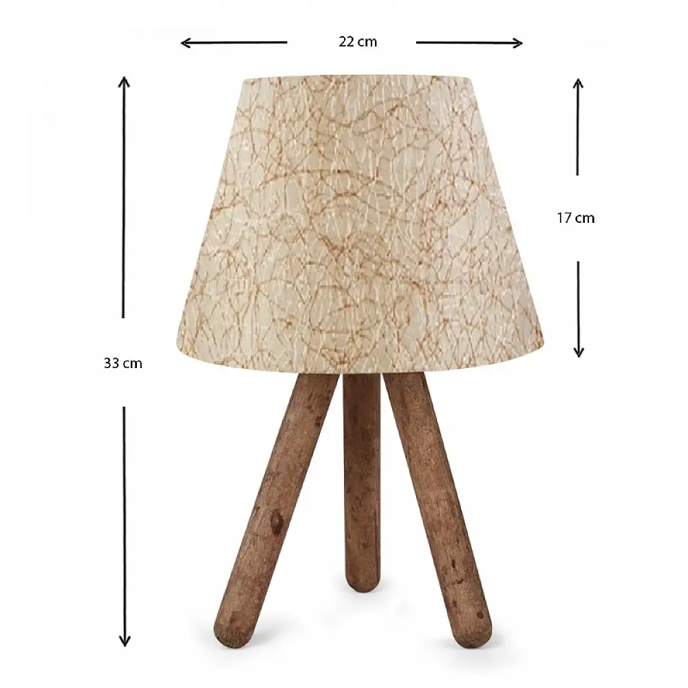 Φωτιστικό επιτραπέζιο Lander Megapap E27 ύφασμα Pvc - ξύλο χρώμα μπεζ χρυσό - καφέ 22x17x33εκ. | GP029-0020,9