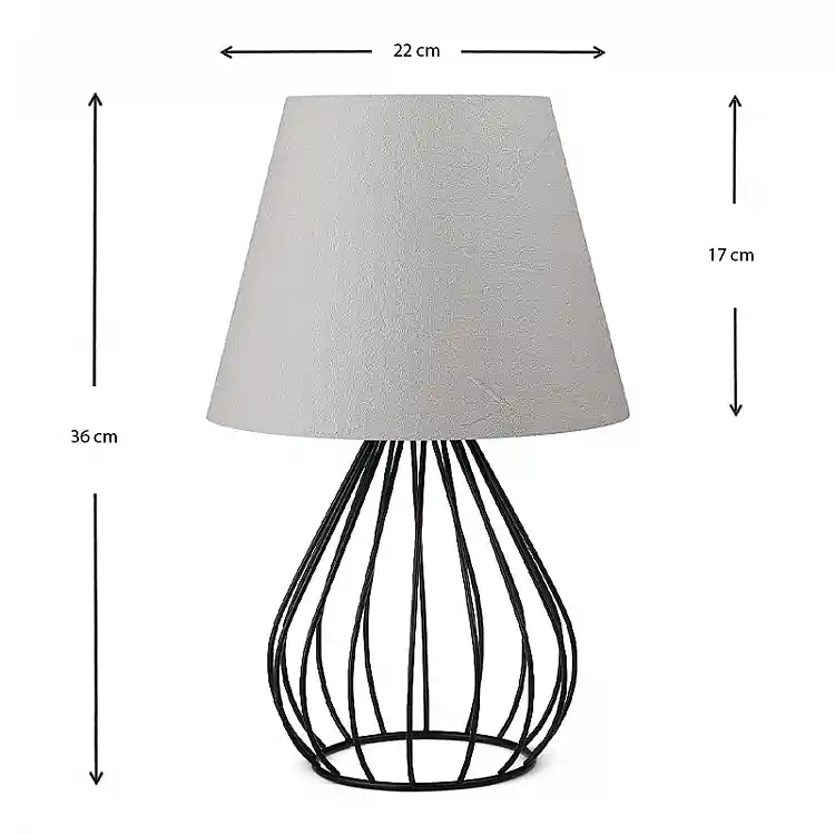 Φωτιστικό επιτραπέζιο Akerlind Megapap ύφασμα Pvc/μέταλλο χρώμα ανοιχτό γκρι/μαύρο 22x17x36εκ. | GP029-0029,1