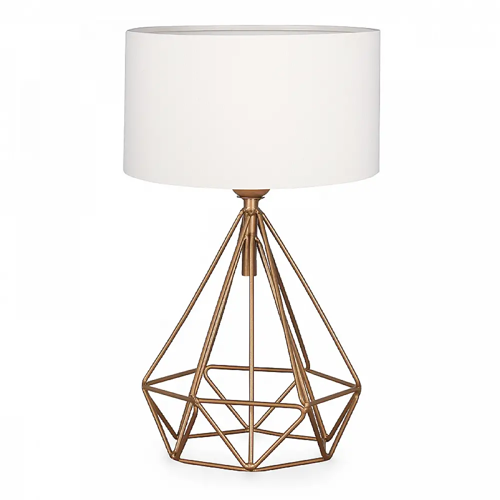 Φωτιστικό επιτραπέζιο Vanstone Megapap ύφασμα/μέταλλο χρωμα κρεμ/χρυσό 24x15x39εκ. | GP029-0033,1