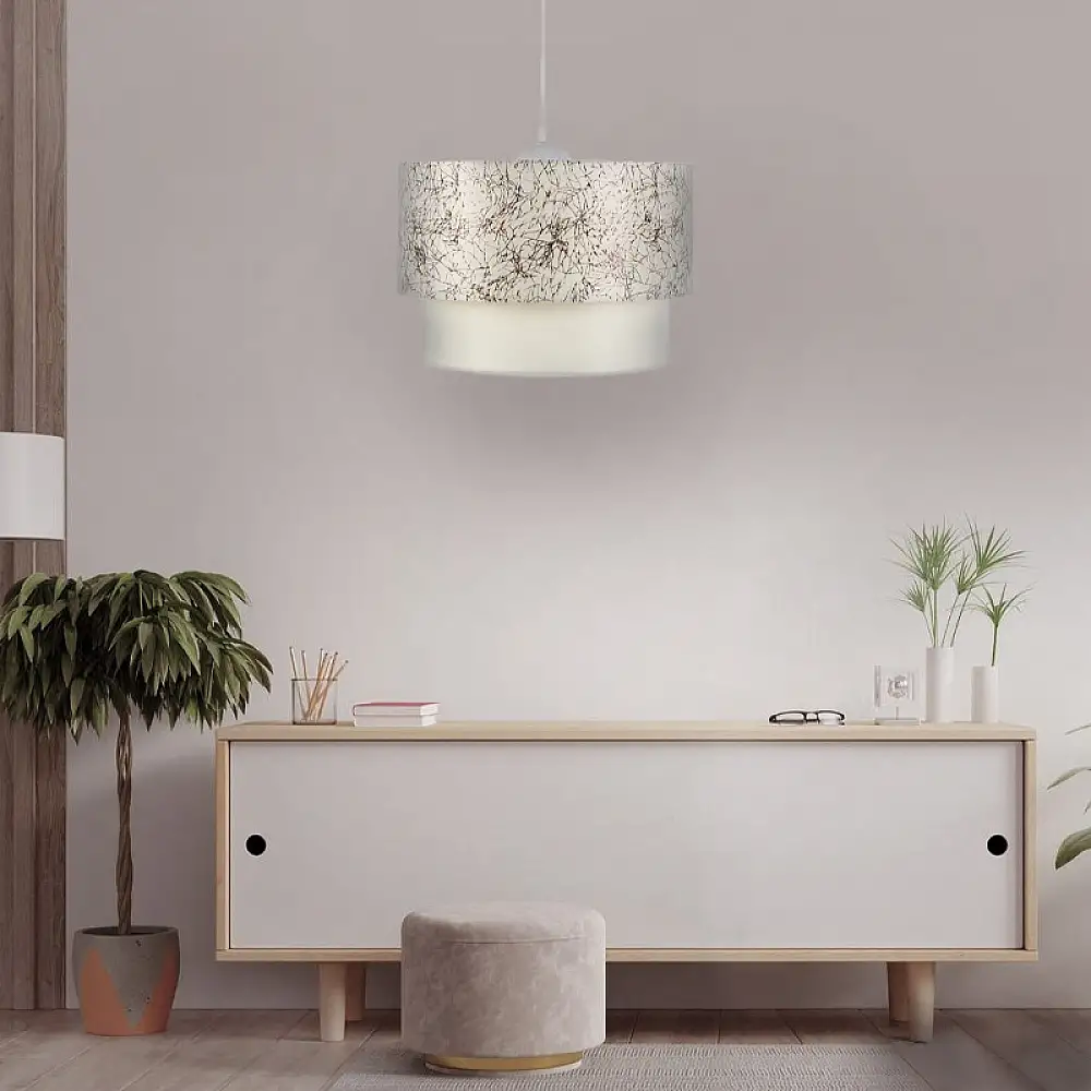 Φωτιστικό οροφής Whitehouse Megapap υφασμάτινο μονόφωτο χρώμα λευκό - μαύρο 30x20x55εκ. | GP029-0049,5