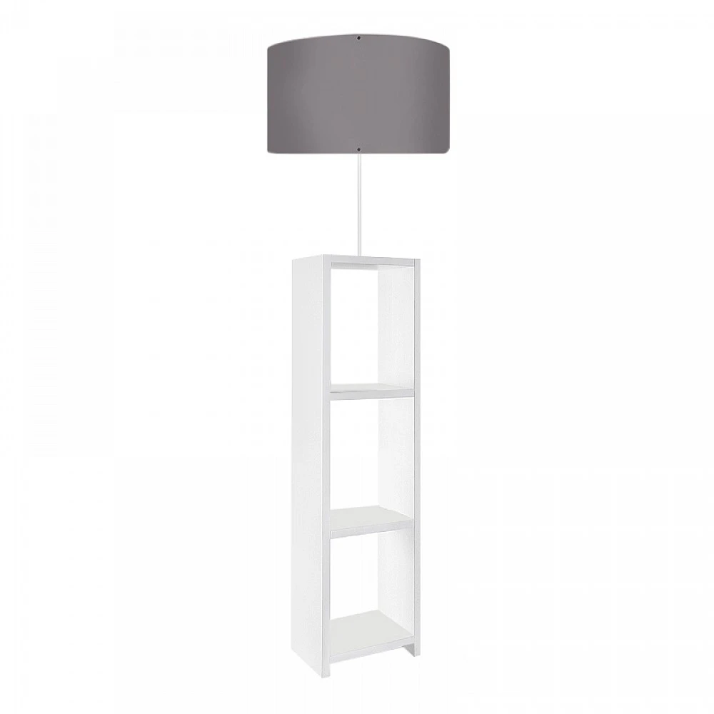 Φωτιστικό δαπέδου Launo Megapap υφασμάτινο Pvc/MDF χρώμα λευκό - γκρι 38x38x150εκ.