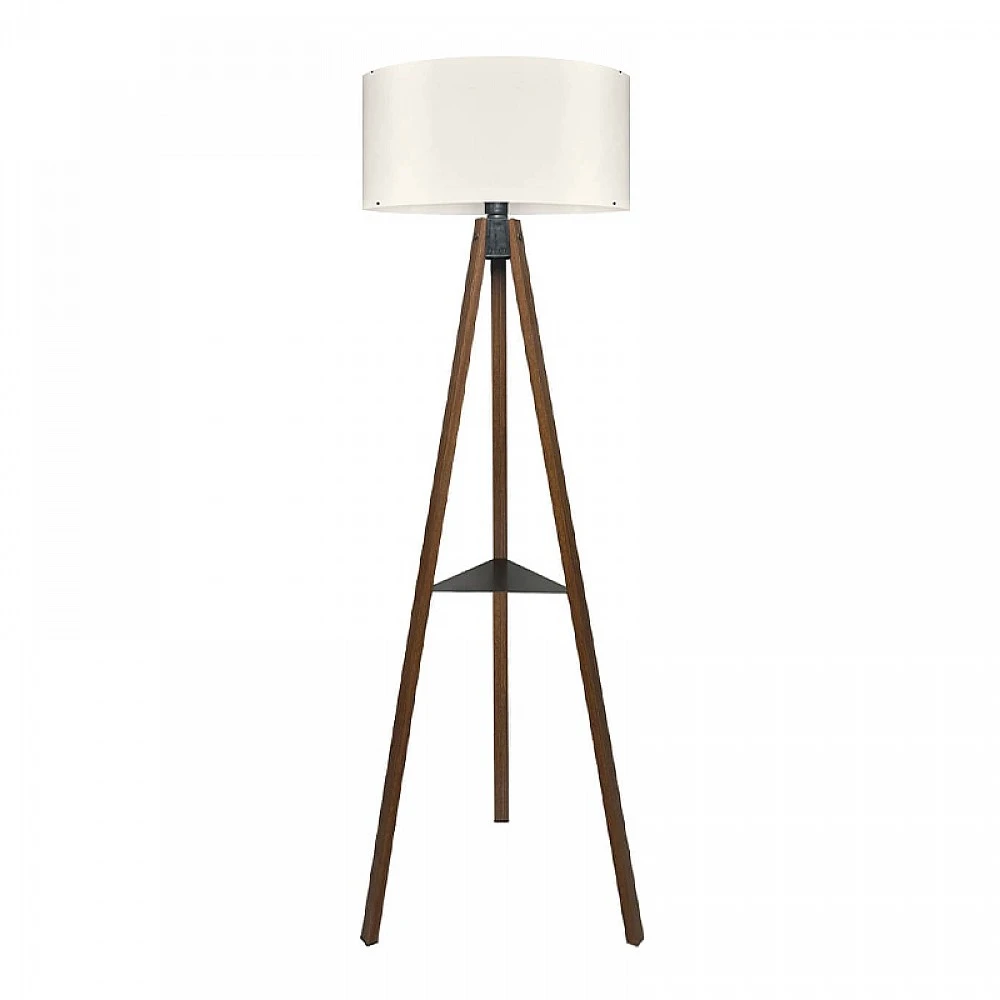 Φωτιστικό δαπέδου Thomas Megapap E27 Mdf/ύφασμα Pvc χρώμα καρυδί - κρεμ 38x38x135εκ.