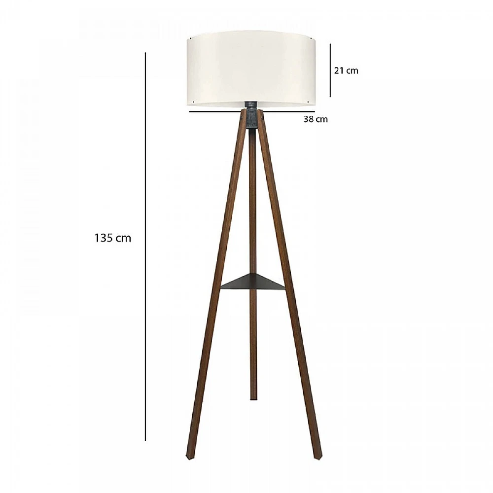 Φωτιστικό δαπέδου Thomas Megapap E27 Mdf/ύφασμα Pvc χρώμα καρυδί - κρεμ 38x38x135εκ.
