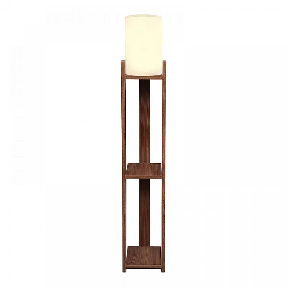 Φωτιστικό δαπέδου Verma I Megapap E27 Mdf/ύφασμα Pvc χρώμα καρυδί - κρεμ 18,5x18,5x142εκ.