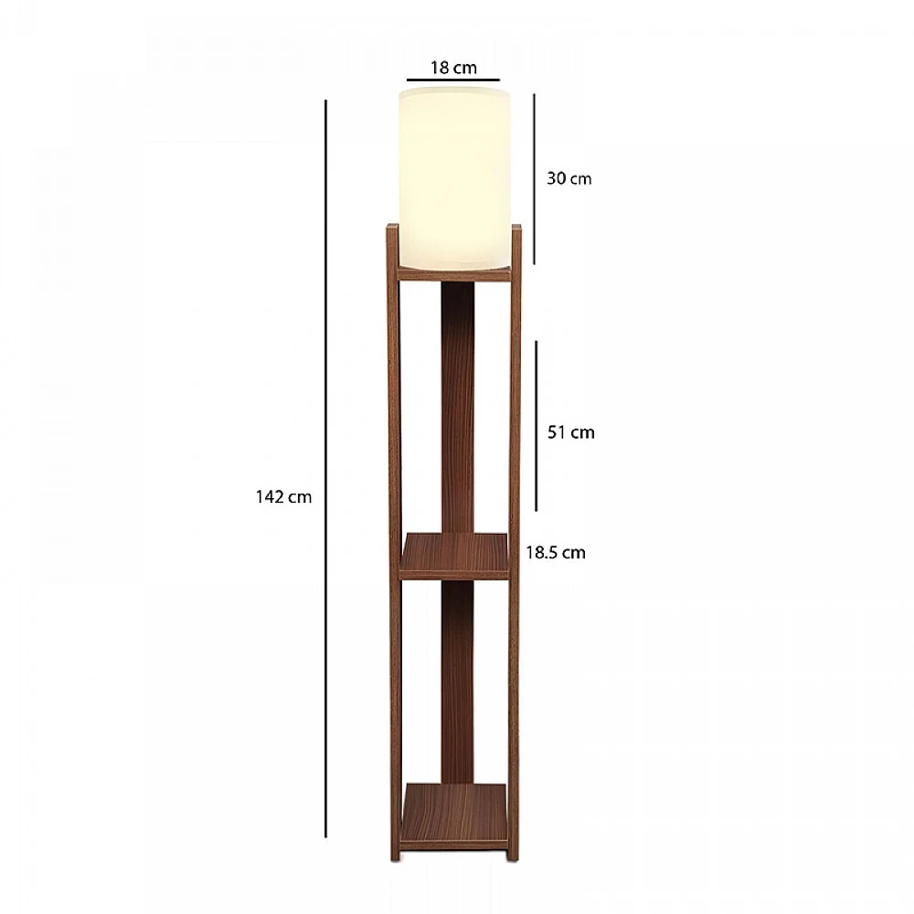 Φωτιστικό δαπέδου Verma I Megapap E27 Mdf/ύφασμα Pvc χρώμα καρυδί - κρεμ 18,5x18,5x142εκ.