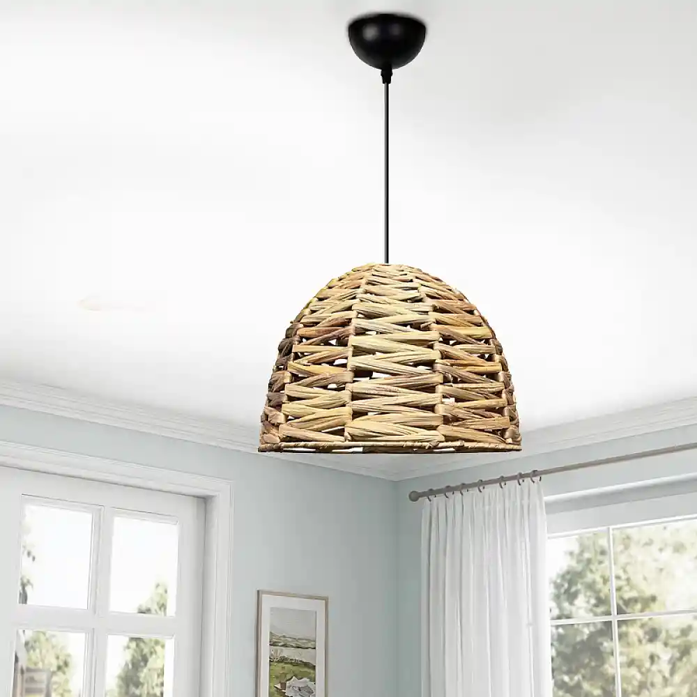 Φωτιστικό οροφής Kimi Megapap E27 wicker μονόφωτο χρώμα φυσικό Ø30x80εκ. | GP029-0171,1