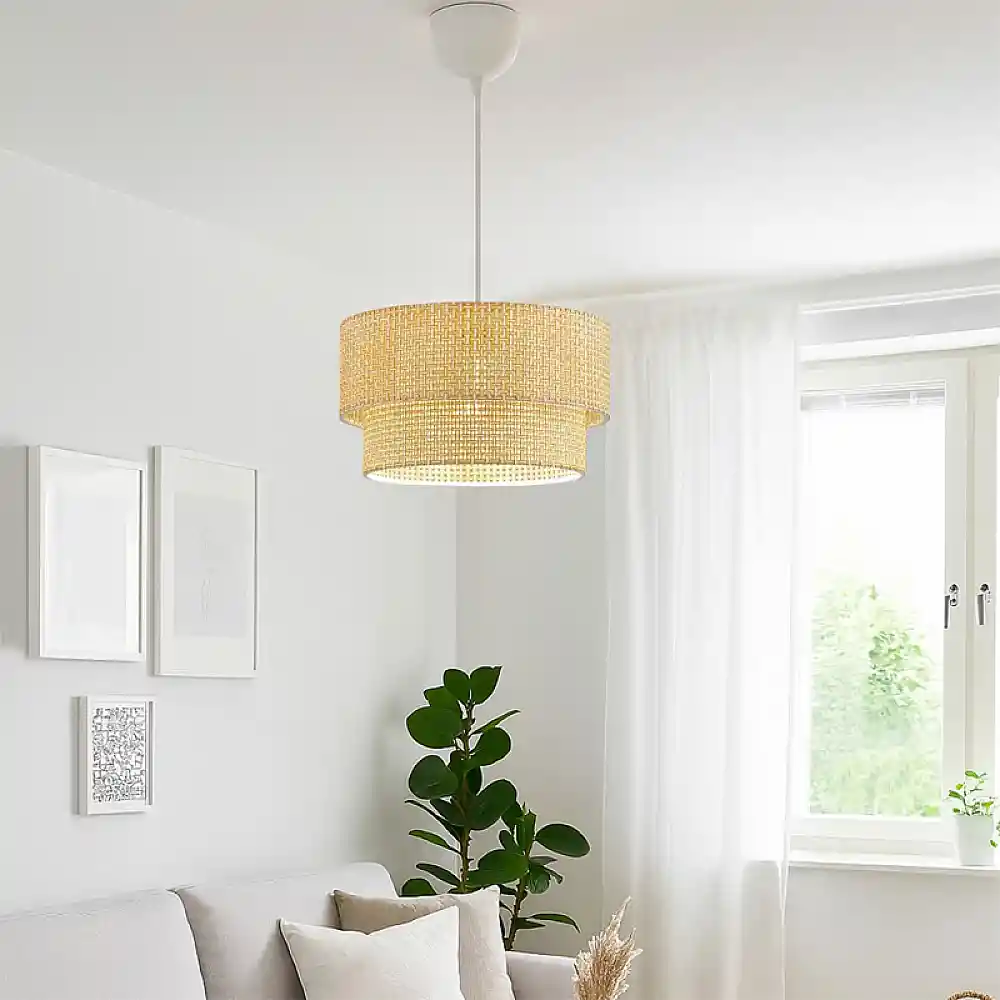 Φωτιστικό οροφής Sora Megapap E27 ύφασμα PVC μονόφωτο χρώμα μπεζ Ø30x70εκ. | GP029-0173,1
