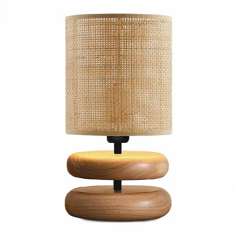 Φωτιστικό επιτραπέζιο Lucia Megapap E14 ξυλινο - pe rattan χρώμα φυσικό Ø15x35εκ. | GP029-0177,1