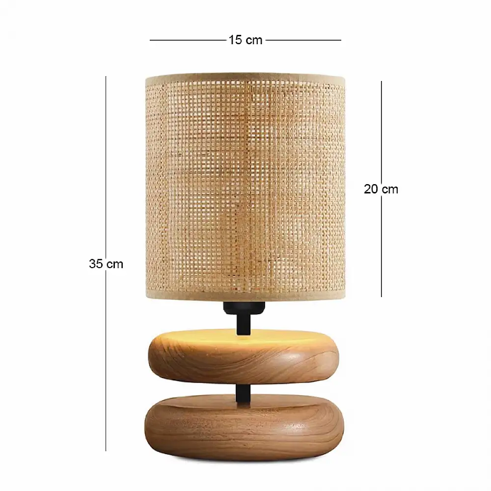Φωτιστικό επιτραπέζιο Lucia Megapap E14 ξυλινο - pe rattan χρώμα φυσικό Ø15x35εκ. | GP029-0177,1
