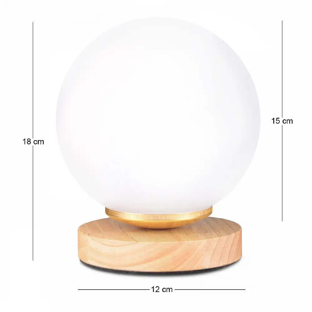 Φωτιστικό επιτραπέζιο Luma Megapap E27 ξύλινο -  γυάλινο χρώμα φυσικό - λευκό Ø12x18εκ. | GP029-0181,1