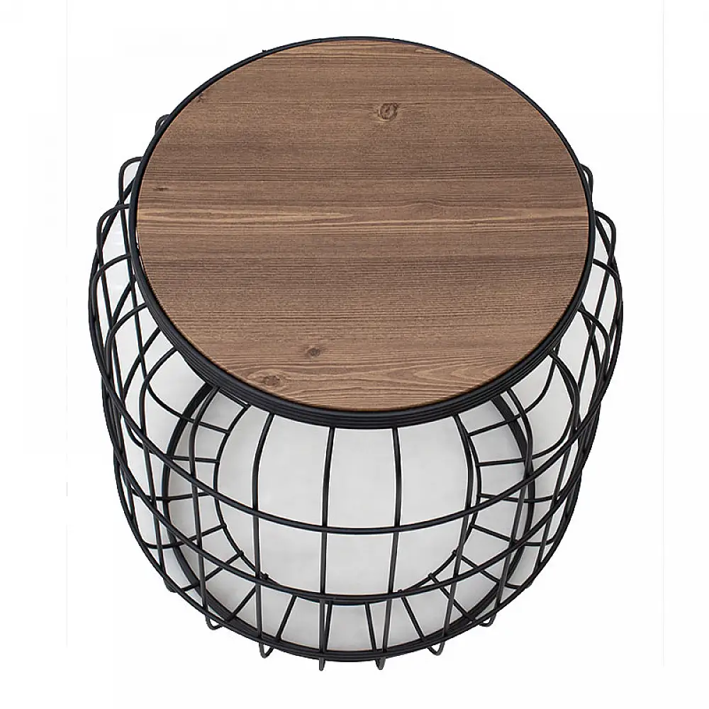 Σκαμπώ - Τραπεζάκι βοηθητικό Muller Megapap μεταλλικό - Mdf χρώμα μαύρο - καρυδί 35x35x47εκ. | GP030-0038,1