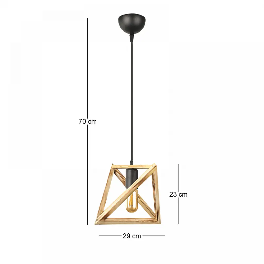 Φωτιστικό οροφής Piramit Megapap E27 ξύλινο μονόφωτο χρώμα φυσικό 29x25x70εκ. | GP030-0154,1