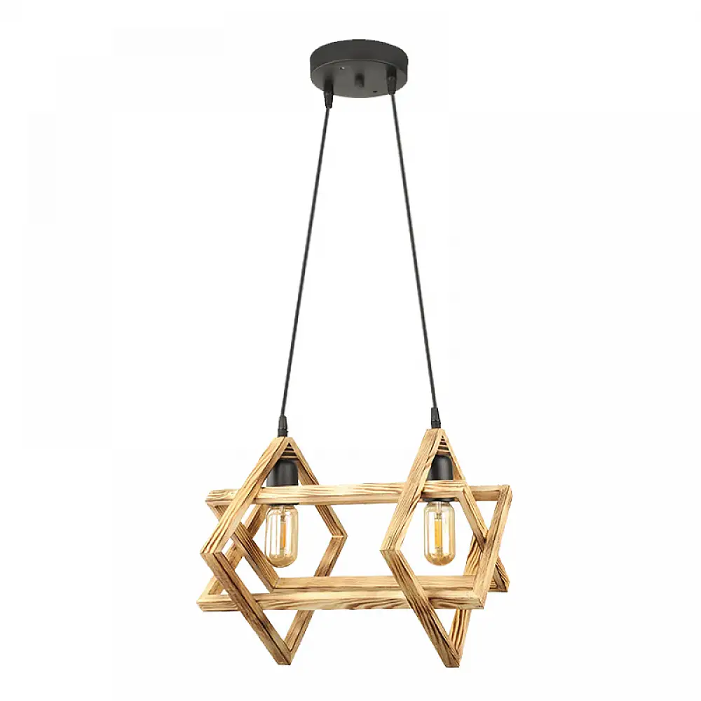 Φωτιστικό οροφής Pedora Megapap E27 ξύλινο δίφωτο χρώμα φυσικό 40x22x80εκ. | GP030-0159,1