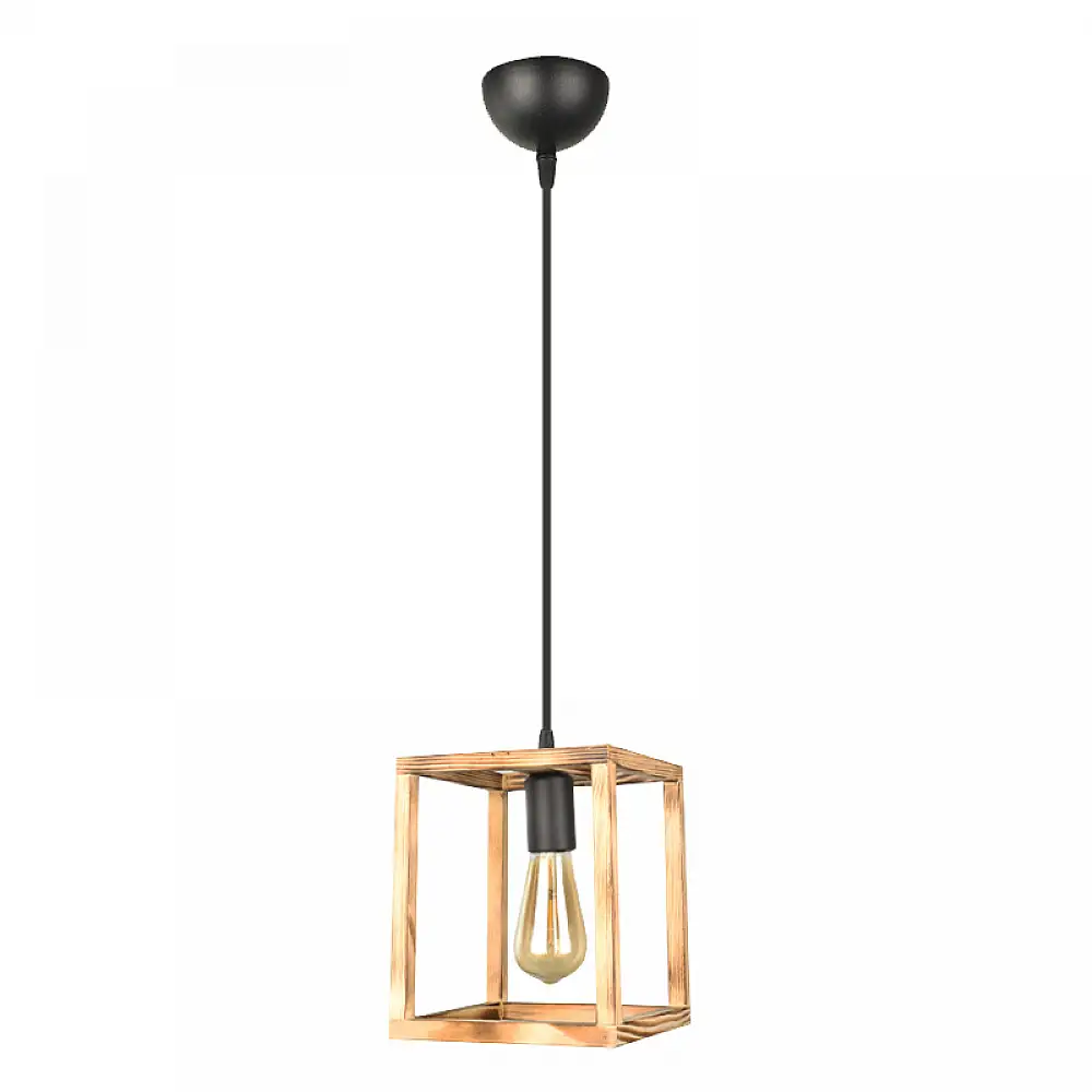 Φωτιστικό οροφής Kubo Megapap E27 ξύλινο μονόφωτο χρώμα φυσικό 18x18x65εκ. | GP030-0160,1