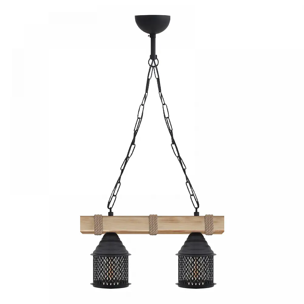 Φωτιστικό οροφής Elora Megapap E27 ξύλινο - μεταλλικό δίφωτο χρώμα φυσικό - μαύρο 40x13x75εκ. | GP030-0162,1