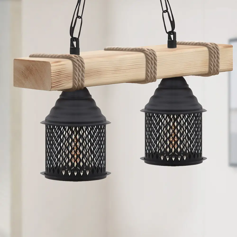 Φωτιστικό οροφής Elora Megapap E27 ξύλινο - μεταλλικό δίφωτο χρώμα φυσικό - μαύρο 40x13x75εκ. | GP030-0162,1