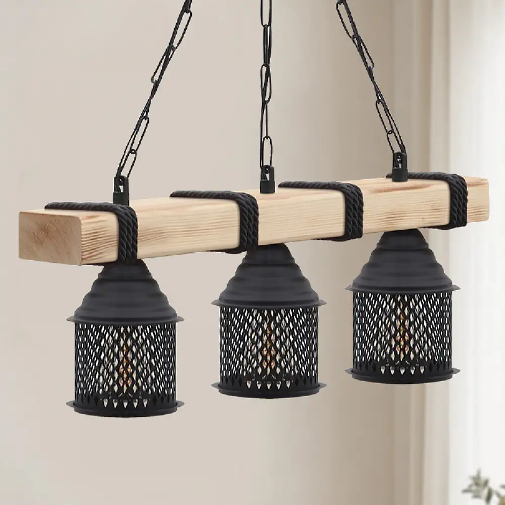 Φωτιστικό οροφής Elora Megapap E27 ξύλινο - μεταλλικό τρίφωτο χρώμα φυσικό - μαύρο 50x13x75εκ. | GP030-0163,1