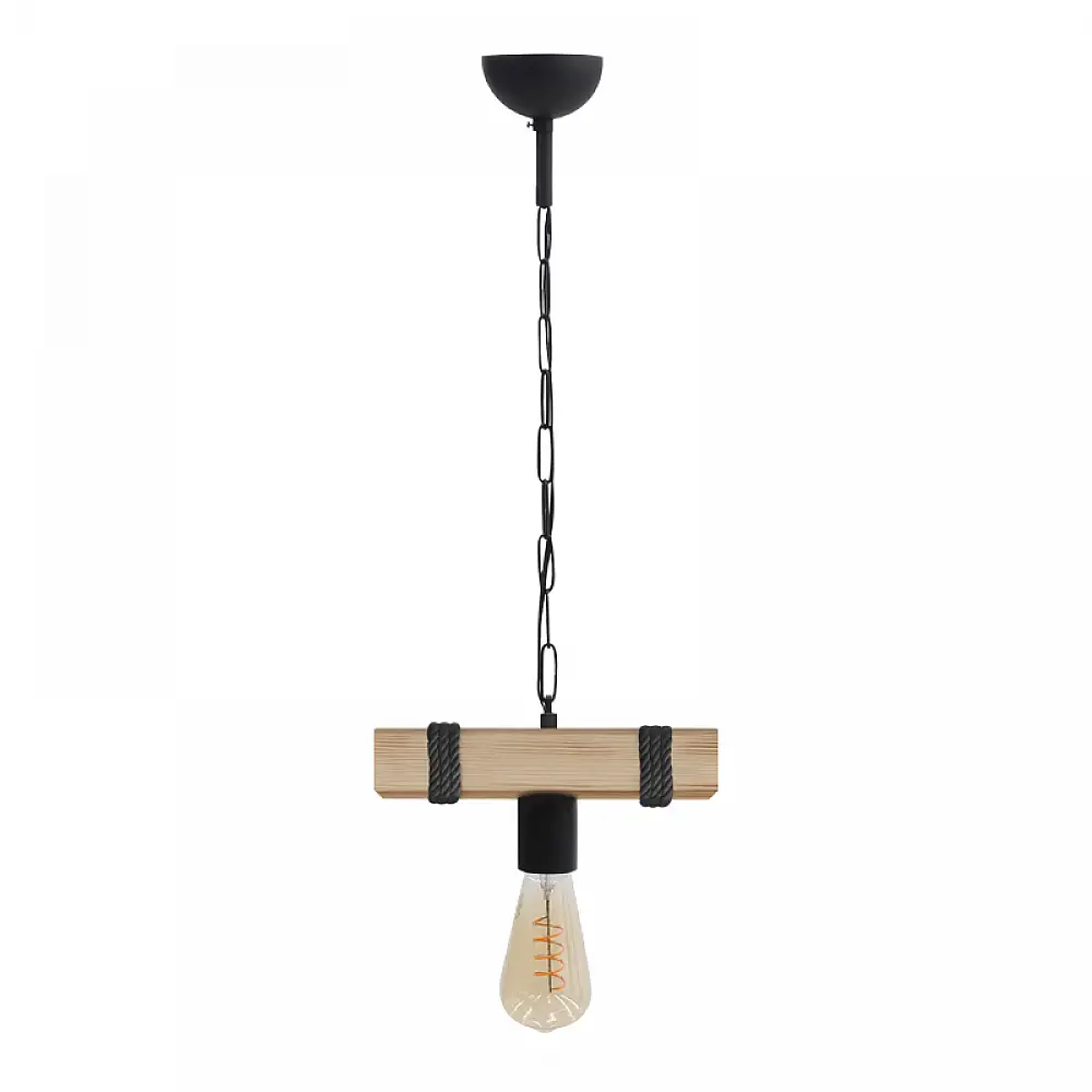 Φωτιστικό οροφής Vero Megapap E27 ξύλινο μονόφωτο χρώμα φυσικό - μαύρο 25x8x65εκ. | GP030-0164,2