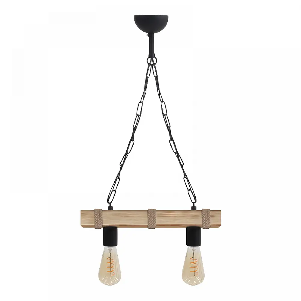 Φωτιστικό οροφής Vero Megapap E27 ξύλινο δίφωτο χρώμα φυσικό 40x8x65εκ. | GP030-0165,1