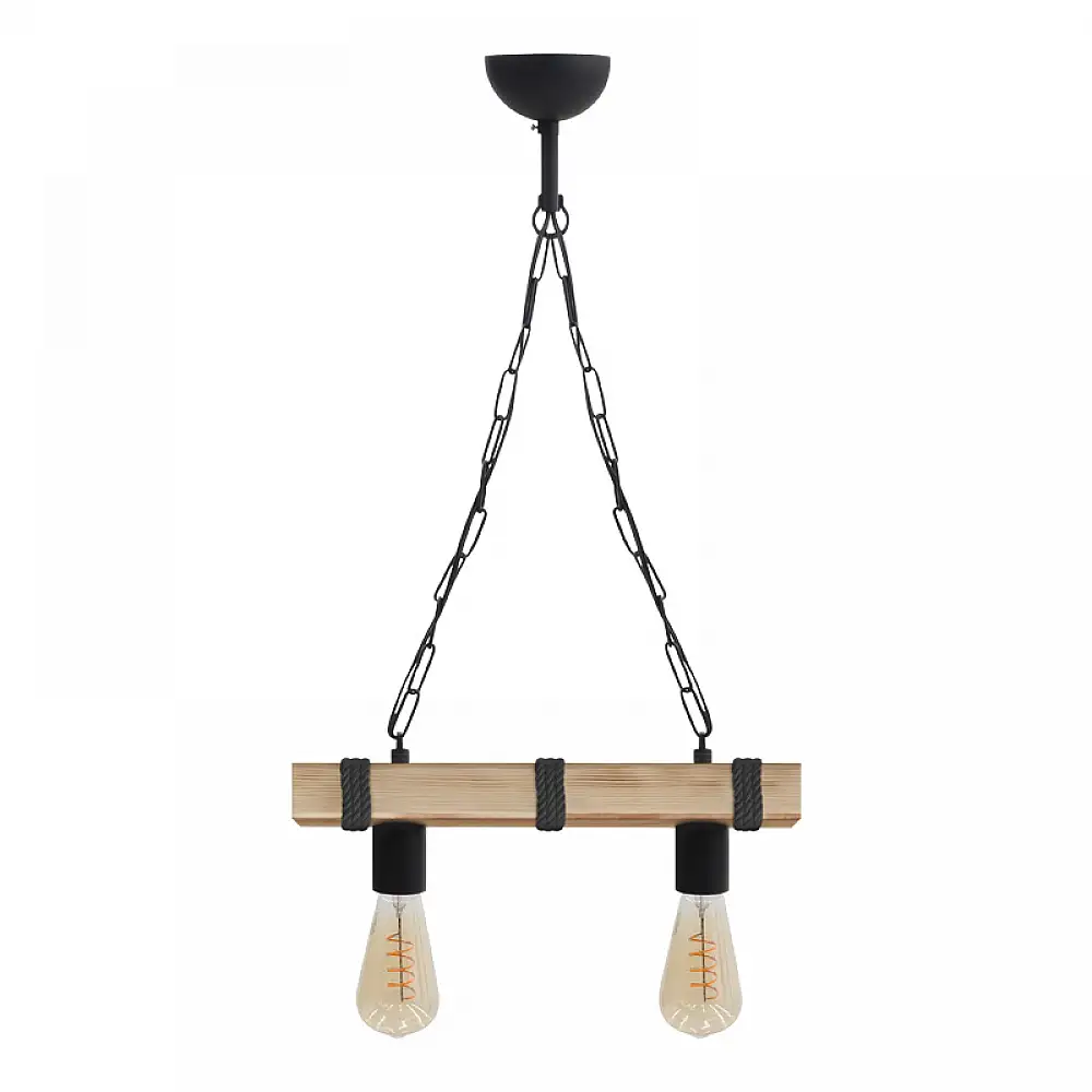 Φωτιστικό οροφής Vero Megapap E27 ξύλινο δίφωτο χρώμα φυσικό - μαύρο 40x8x65εκ. | GP030-0165,2