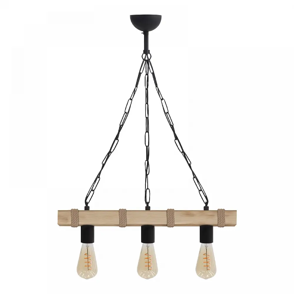 Φωτιστικό οροφής Vero Megapap E27 ξύλινο τρίφωτο χρώμα φυσικό 50x8x65εκ. | GP030-0166,1