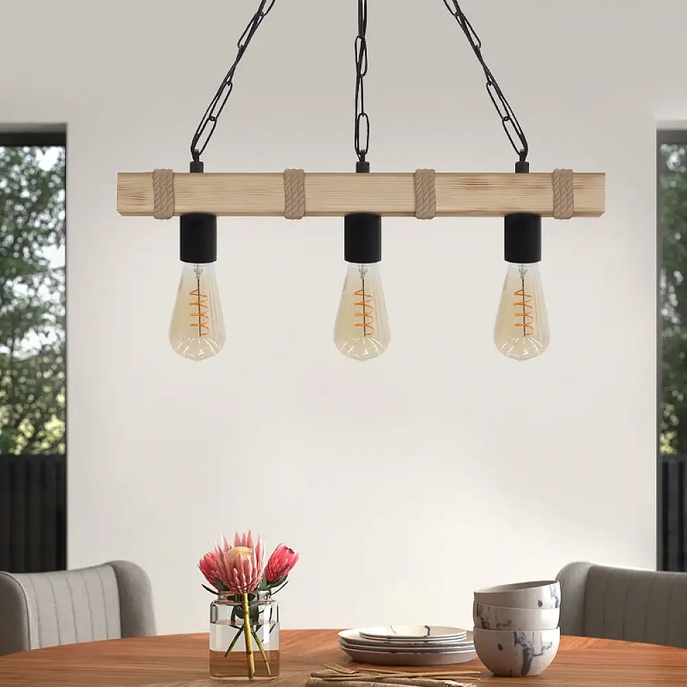 Φωτιστικό οροφής Vero Megapap E27 ξύλινο τρίφωτο χρώμα φυσικό 50x8x65εκ. | GP030-0166,1