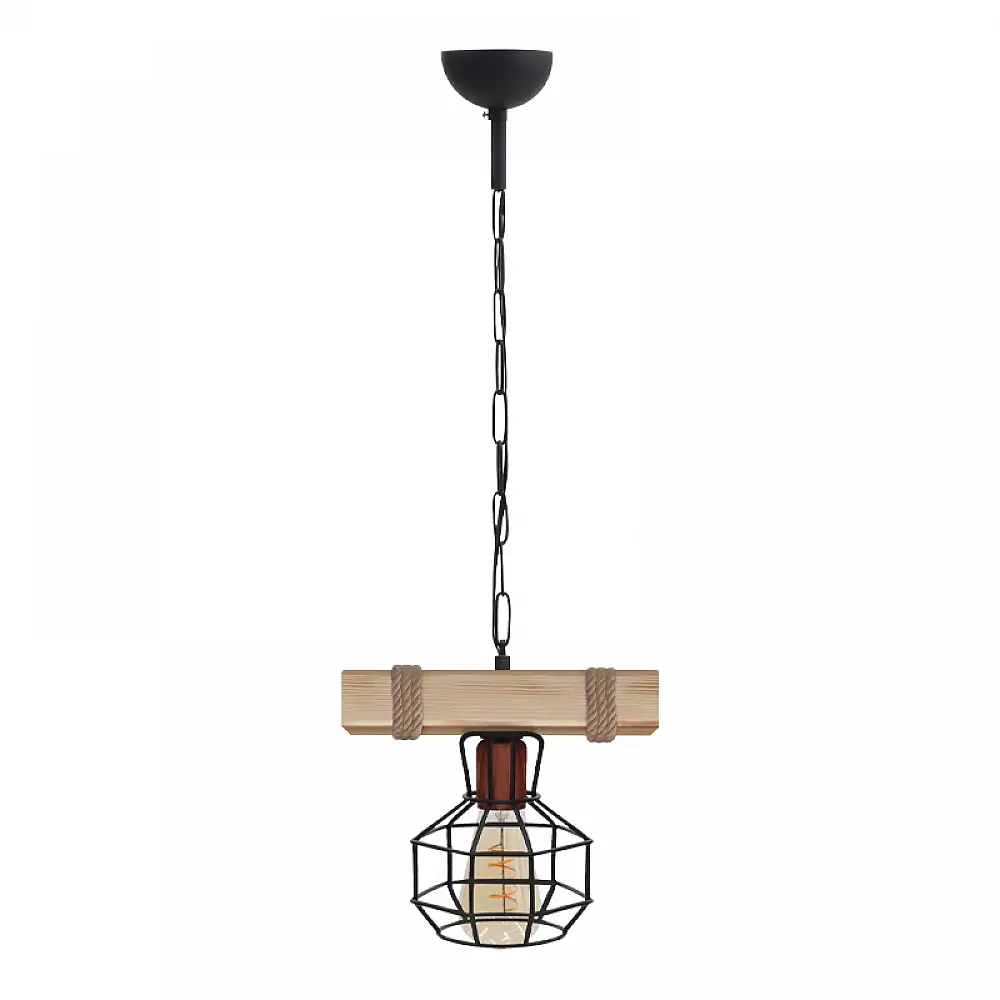 Φωτιστικό οροφής Lumenia Megapap E27 ξύλινο - μεταλλικό μονόφωτο χρώμα φυσικό - μαύρο 25x14x80εκ. | GP030-0167,1