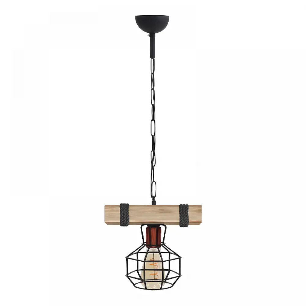 Φωτιστικό οροφής Lumenia Megapap E27 ξύλινο - μεταλλικό μονόφωτο χρώμα φυσικό - μαύρο 25x14x80εκ. | GP030-0167,2