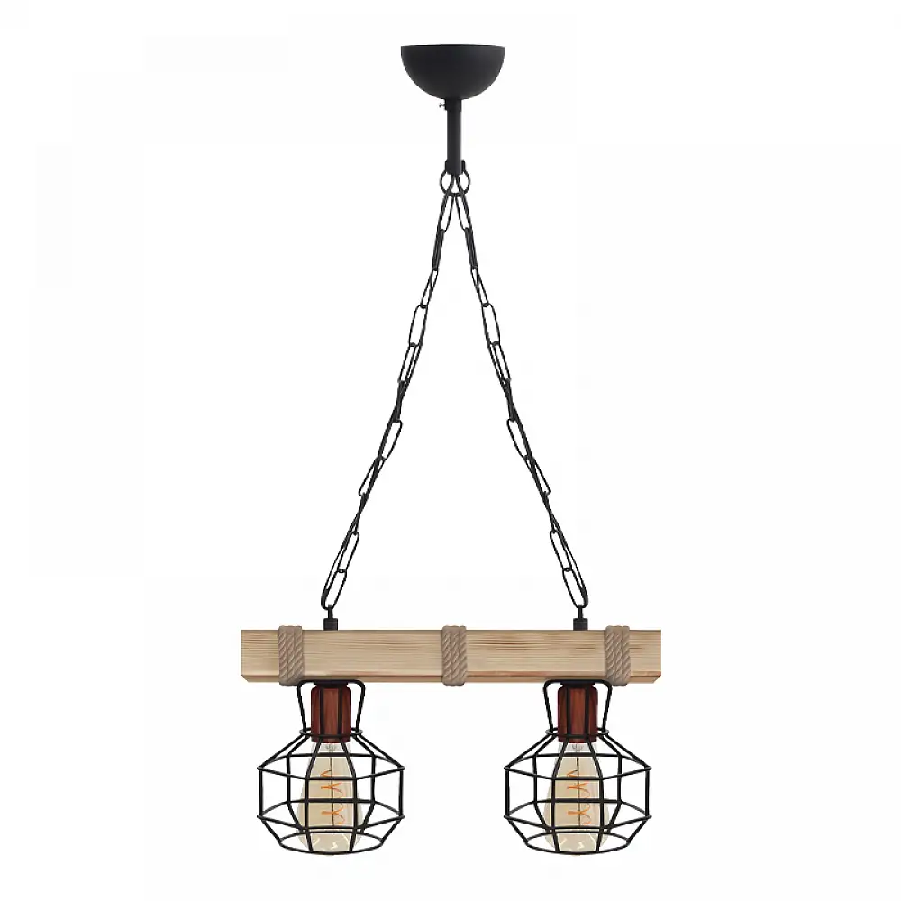 Φωτιστικό οροφής Lumenia Megapap E27 ξύλινο - μεταλλικό δίφωτο χρώμα φυσικό - μαύρο 40x14x80εκ. | GP030-0168,1