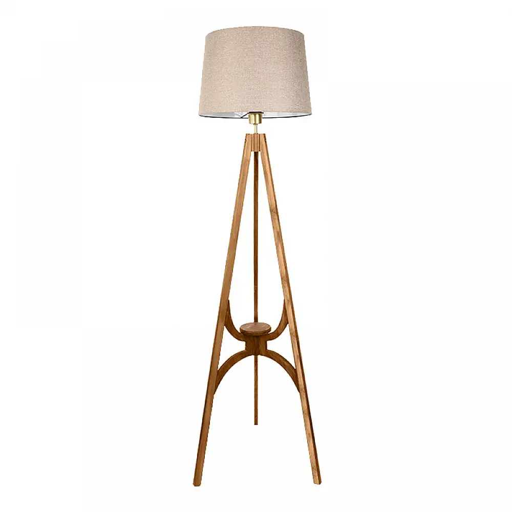 Φωτιστικό δαπέδου Solen Megapap E27 ξύλινο - ύφασμα PVC χρώμα καρυδί - μπεζ 45x45x155εκ.