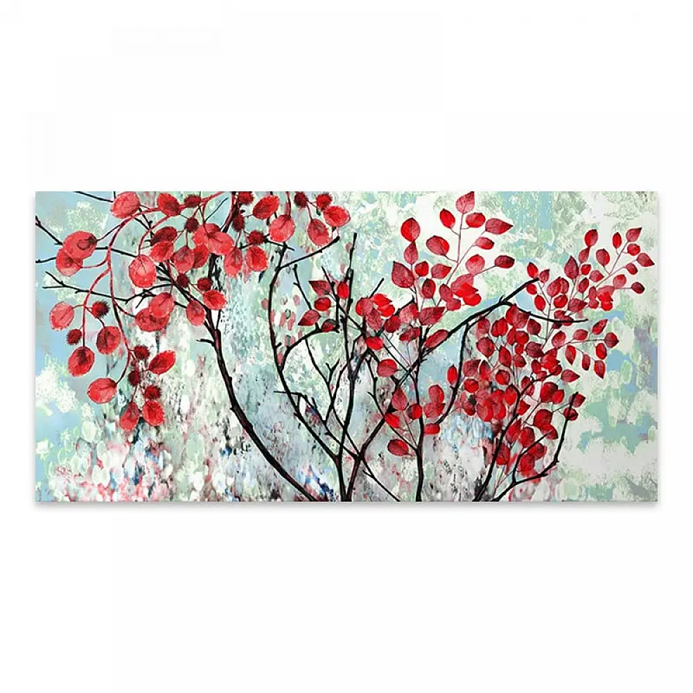 Πίνακας σε καμβά "Red Leaves" Megapap ψηφιακής εκτύπωσης 100x50x3εκ. - GP033-0010