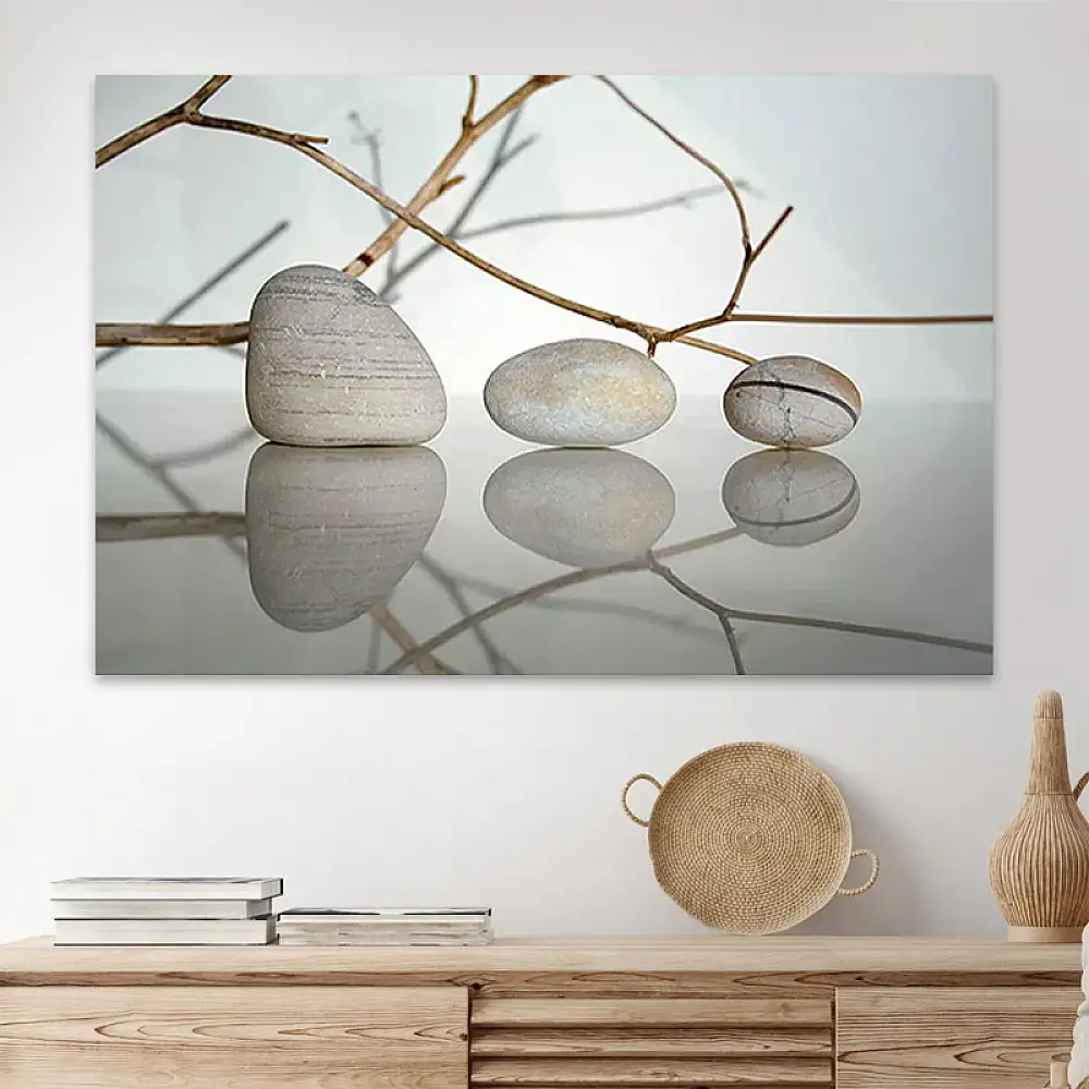 Πίνακας σε καμβά "Stones and Branches" Megapap ψηφιακής εκτύπωσης 90x60x3εκ. | GP033-0057
