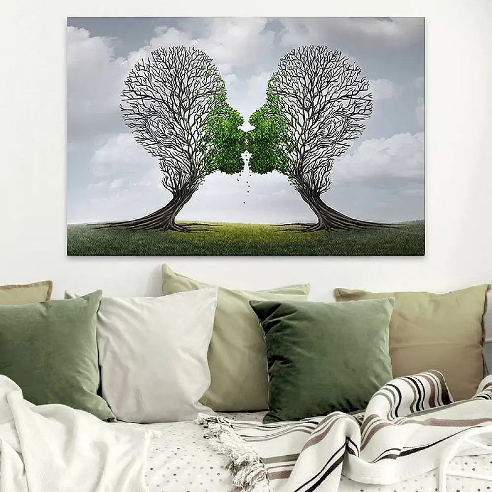 Πίνακας σε καμβά "Trees Growing With Love" Megapap ψηφιακής εκτύπωσης 75x50x3εκ. - GP033-0078
