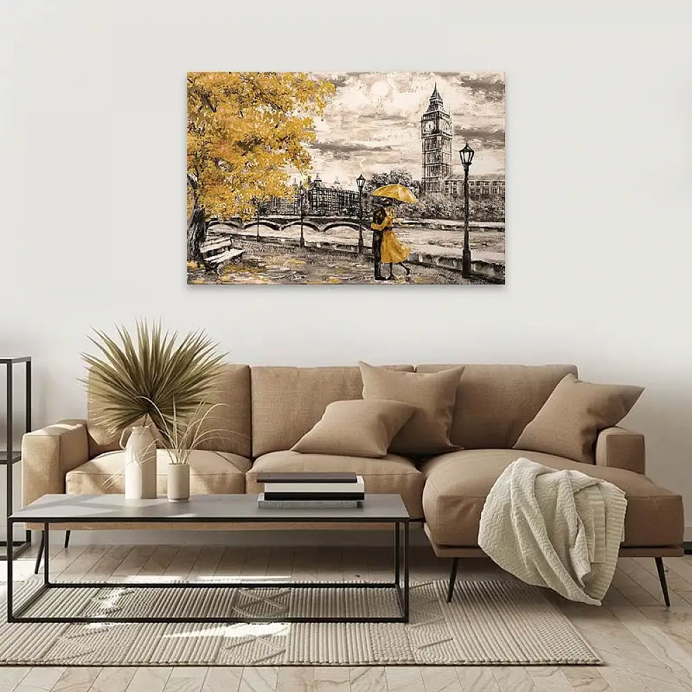 Πίνακας σε καμβά "Big Ben And Yellow Leaves" Megapap ψηφιακής εκτύπωσης 75x50x3εκ. | GP033-0087
