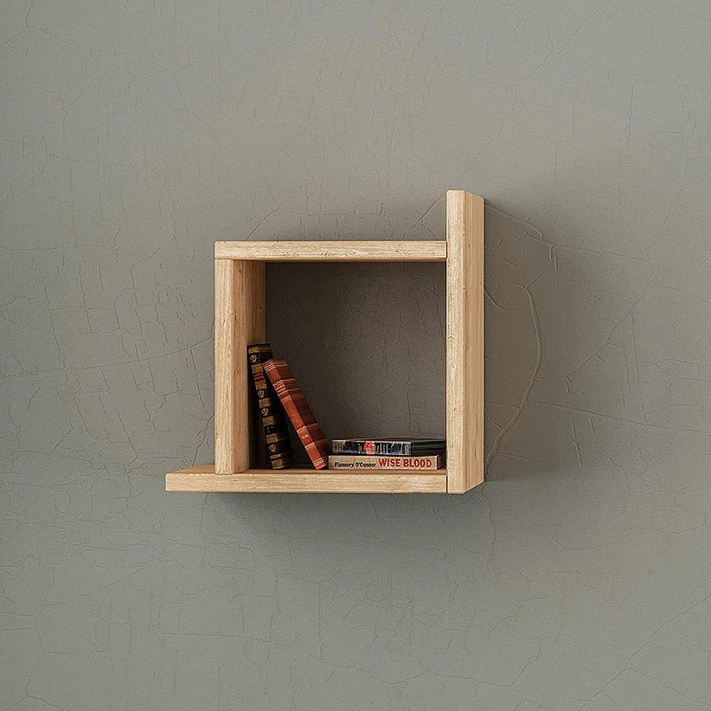 Ραφιέρα τοίχου Box Megapap χρώμα φυσικό οξιάς 30x22x30εκ.