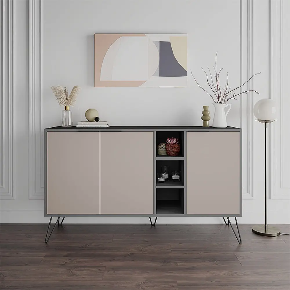 Μπουφές Clara Megapap χρώμα ανθρακί - ανοιχτή μόκα 142x35,6x83εκ. Μπουφές Clara Megapap χρώμα ανθρακί - ανοιχτή μόκα 142x35,6x83εκ.