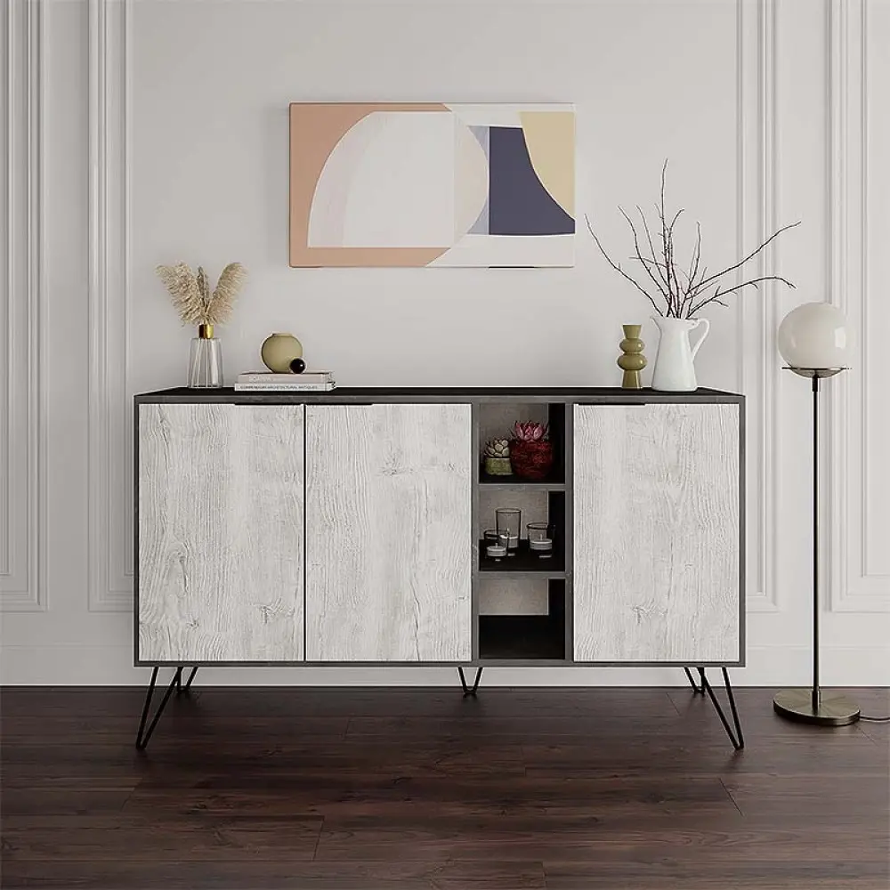 Μπουφές Clara Megapap χρώμα γκρι ρετρό - λευκό αντικέ 142x35,6x83εκ. Μπουφές Clara Megapap χρώμα γκρι ρετρό - λευκό αντικέ 142x35,6x83εκ.
