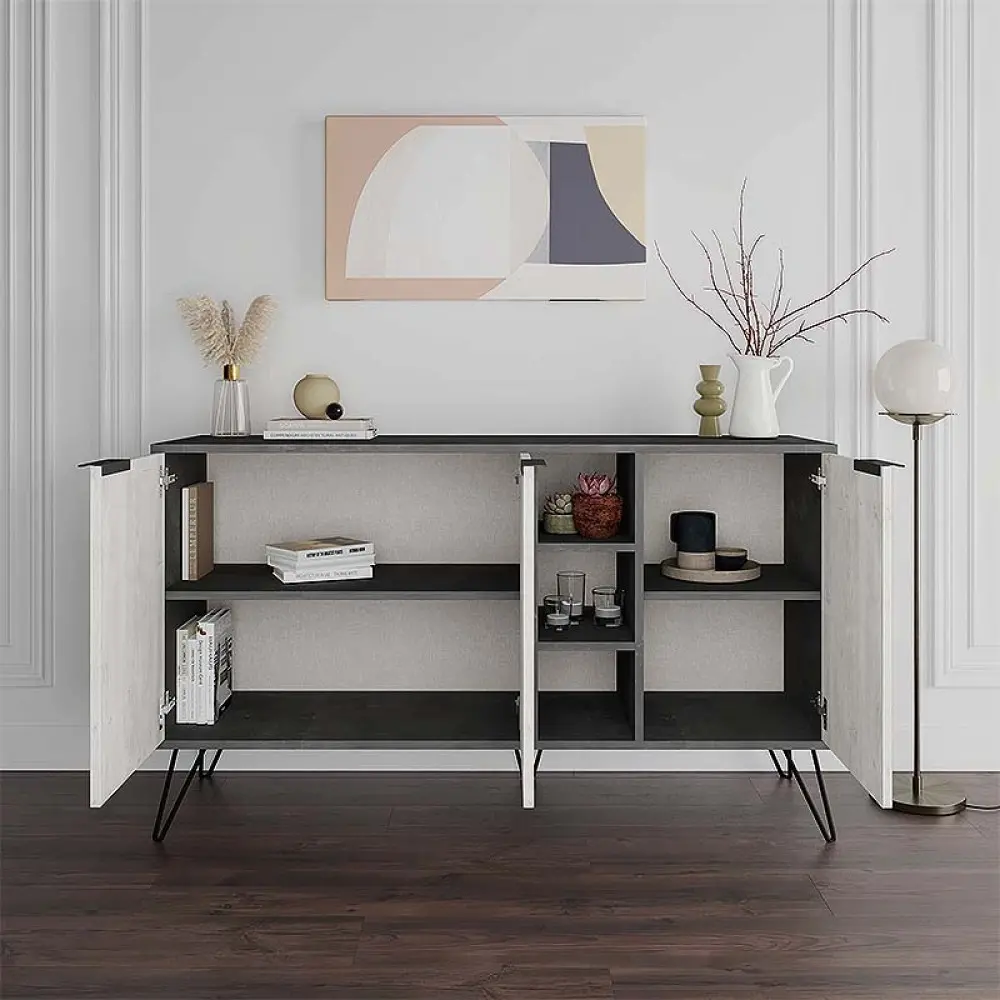 Μπουφές Clara Megapap χρώμα γκρι ρετρό - λευκό αντικέ 142x35,6x83εκ. Μπουφές Clara Megapap χρώμα γκρι ρετρό - λευκό αντικέ 142x35,6x83εκ.