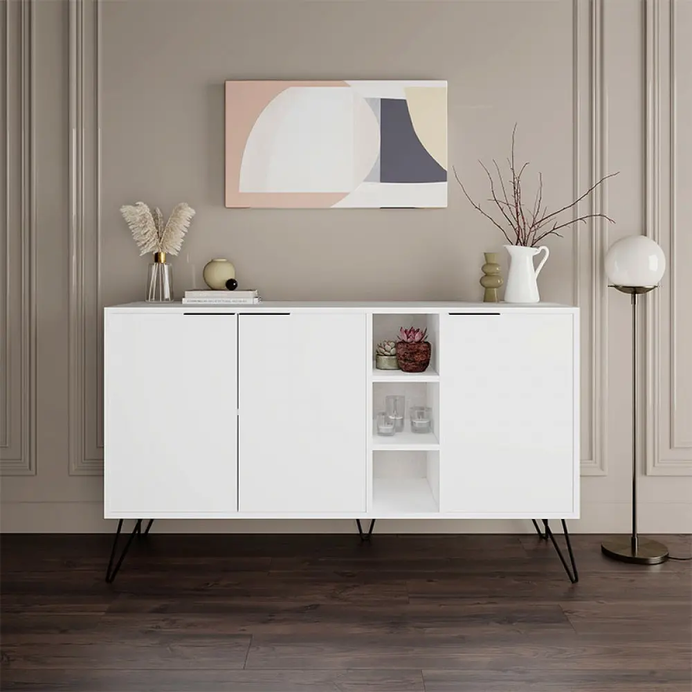 Μπουφές Clara Megapap χρώμα λευκό 142x35,6x83εκ. Μπουφές Clara Megapap χρώμα λευκό 142x35,6x83εκ.