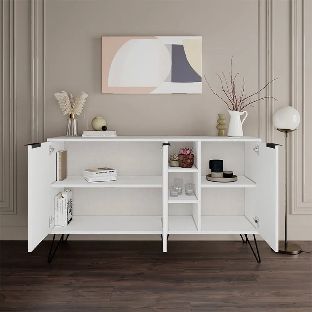 Μπουφές Clara Megapap χρώμα λευκό 142x35,6x83εκ. Μπουφές Clara Megapap χρώμα λευκό 142x35,6x83εκ.