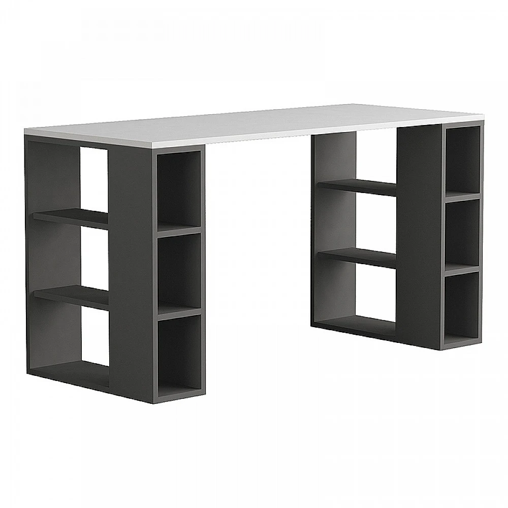 Γραφείο εργασίας Colmar Megapap χρώμα ανθρακί - λευκό 140x60x75εκ Γραφείο εργασίας Colmar Megapap χρώμα ανθρακί - λευκό 140x60x75εκ