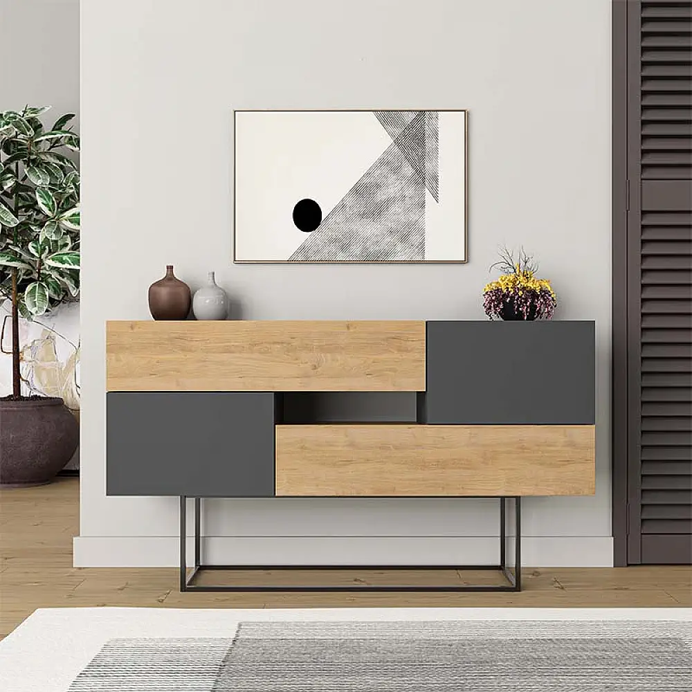 Μπουφές Eros Megapap sapphire oak - ανθρακί 145x40x82εκ. | GP037-0011,2