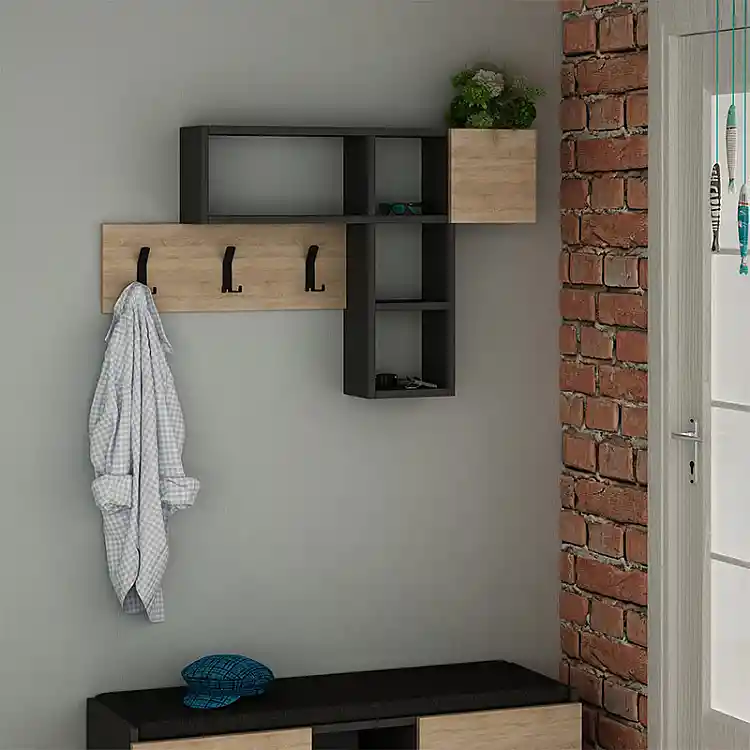 Κρεμάστρα τοίχου Game Megapap χρώμα sapphire oak - ανθρακί 99,5x15x61εκ. | GP037-0012,1