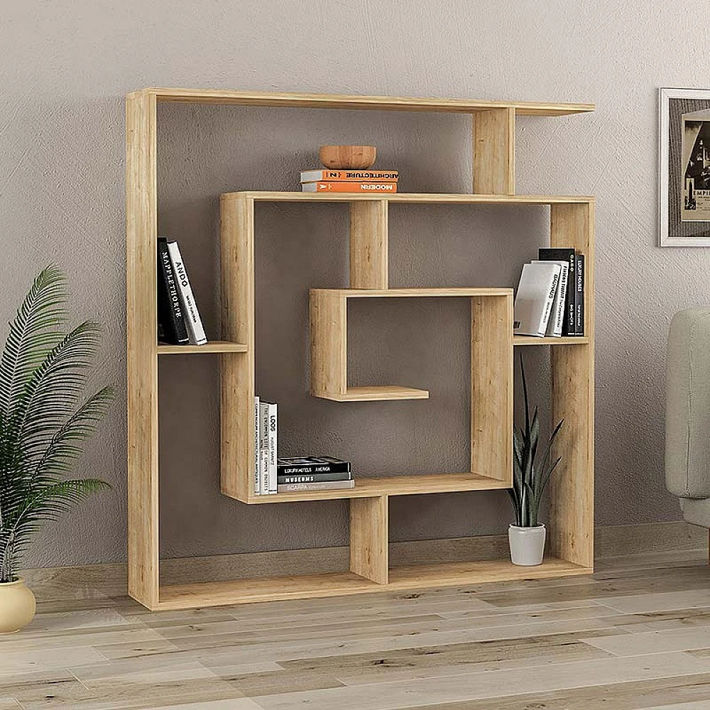 Βιβλιοθήκη Labirent Megapap χρώμα φυσικό οξιάς 125x22x129εκ.