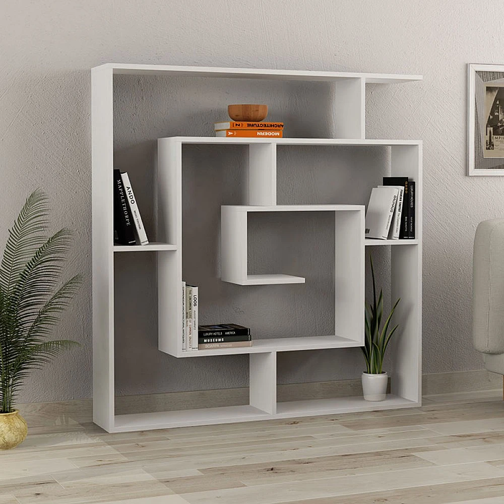 Βιβλιοθήκη Labirent Megapap χρώμα λευκό 125x22x129εκ.