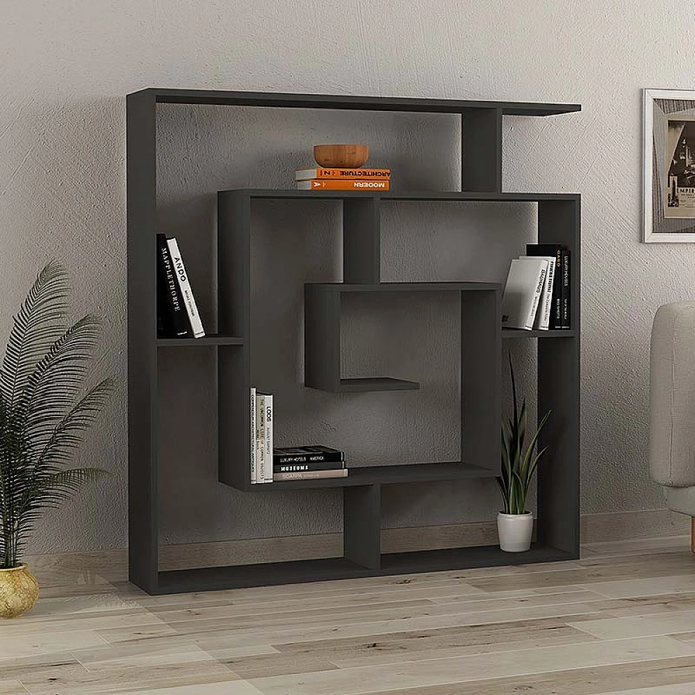Βιβλιοθήκη Labirent Megapap χρώμα ανθρακί 125x22x129εκ.
